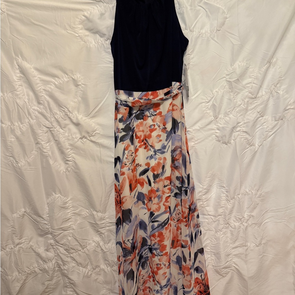 Navy and Floral Maxi Skirt